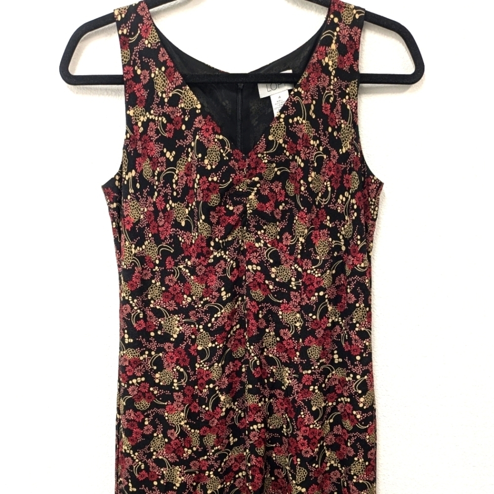 Loft Floral Starburst 90s Mom Flare Midi Dress sz 4 - Picture 3 of 10